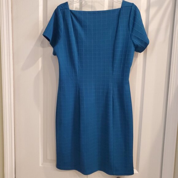 Stella & Julie Square Neckline Knee Length Dark Teal Blue Dress Size 14 - Picture 3 of 5